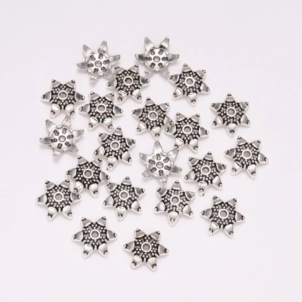 20pcs/Lot 12mm Antique Hexagram Flower Metal Bead End Caps For Jewelry Making Findings Needlework Diy Accessories