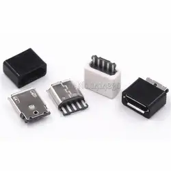 20PCS DIY Micro USB 5P 5Pin Female Plug Connectors Kit  Black and White With a Shell Welding Line Type