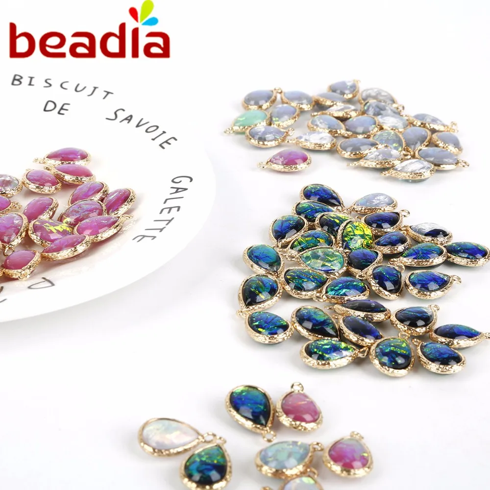 High Quality 2pcs/lot 12*16mm Double Side Water Drop Copper Bound Charms For DIY Jewelry Finding Necklace Birthday Gifts