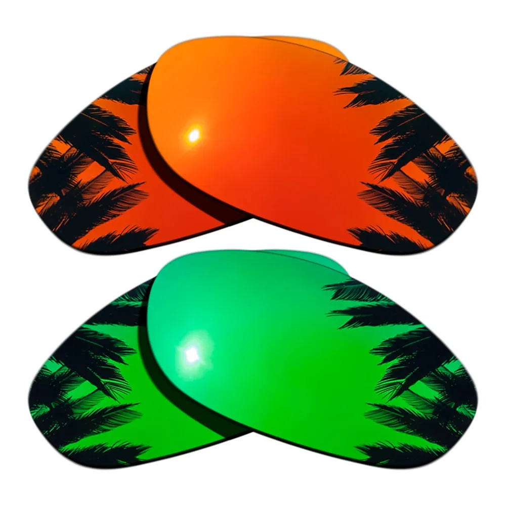 

(Orange Red Mirrored+Green Mirrored Coating) 2-Pairs Polarized Replacement Lenses for Monster Dog 100% UVA & UVB Protection