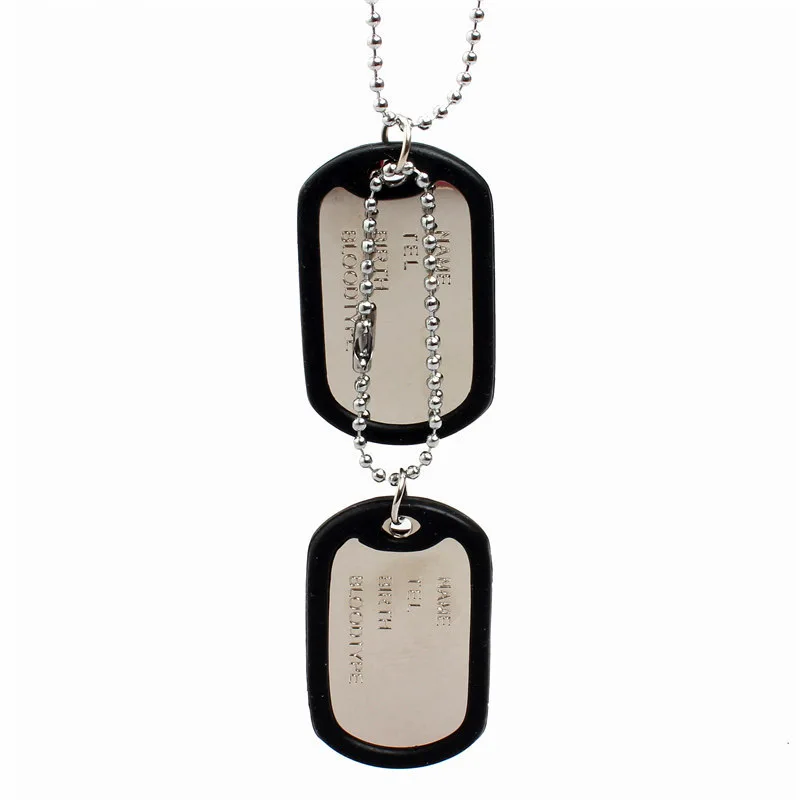 Men High Qualtiy Hip Hop Personal Information Necklace U.S. Soldiers Double Dog Tag Chain Punk Jewelry Wholesale Price