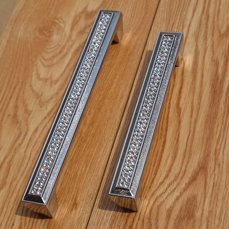 128mm 160mm Modern deluxe glass diamond wine cabinet wardrobe door handle silver gold drawer dresser handle 5