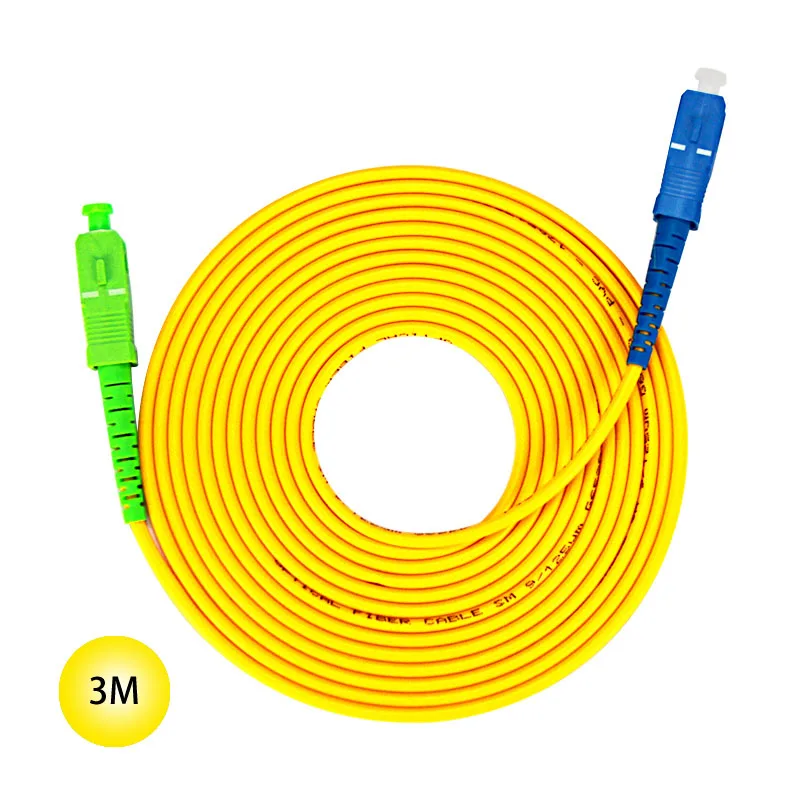 SC-APC to SC-UPC 9/125 Singlemode Fiber Patch Cable 3M สายจัมเปอร์ 9 ไมครอน APC/UPC ภาษาโปลิชคำแจ็คเก็ตสีเหลือง OFNR สายไฟเบอร์