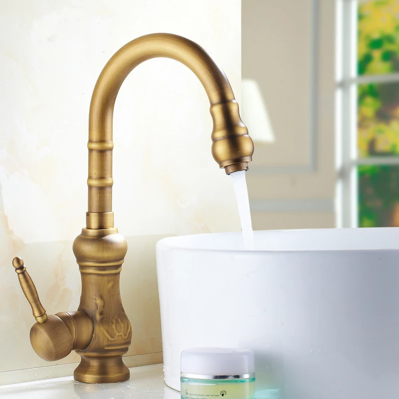 

Rotated kitchen single hole dish basin faucet + tube , Antique toilet basin faucet, Brass bathroom cold and hot water tap mixer