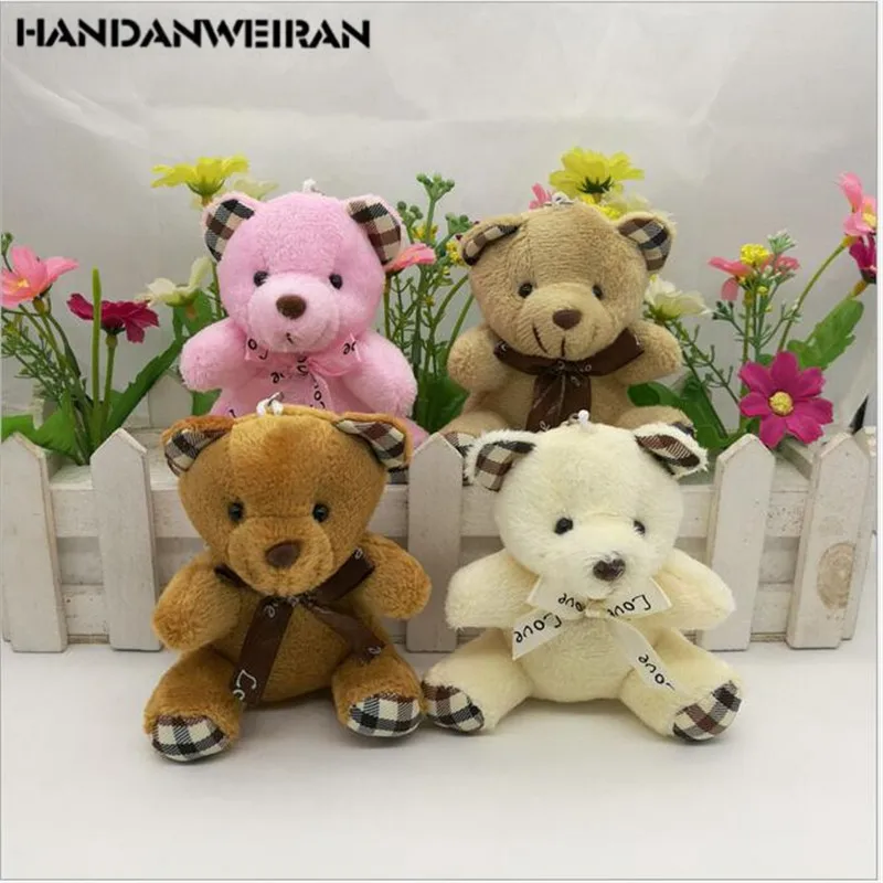 1PCS Cartoon Sitting Position Bow Bear Plush Toy Stuffed Animal Pendant Party Wedding Gift For Girl &Boy 10cm NEW