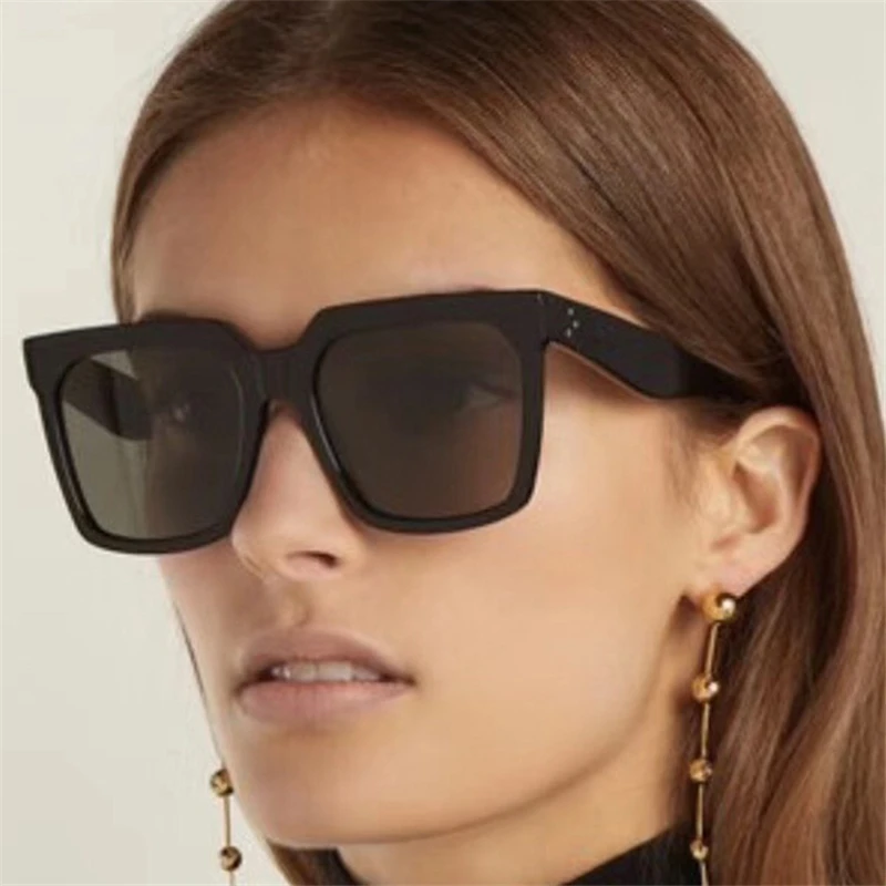 2019 Flat Top Sunglasses Lady Eyewear Lunette Femme Women Luxury Brand Square Sunglasses Women Rivet Sun Glasse UV400 5365R