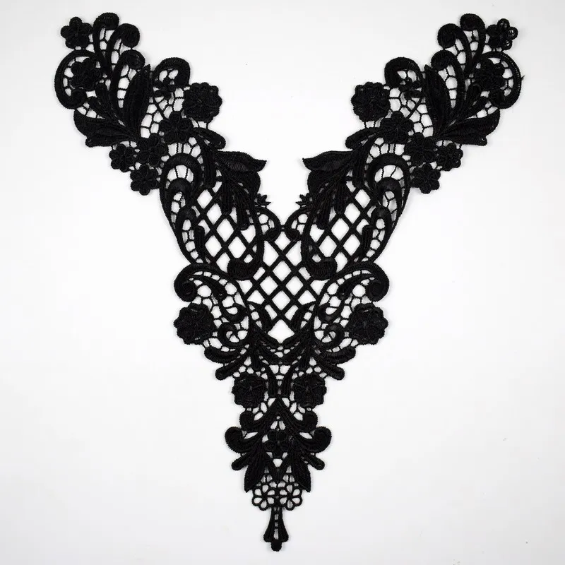 Black Flower DIY Lace Collar Sewing Craft Neckline Lace Applique Trimming Decoration Scrapbooking BW147