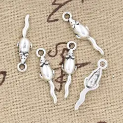 50pcs Charms Lovely Mouse 24x6mm Antique Bronze Silver Color Pendants Making DIY Handmade Tibetan Bronze Silver Color Jewelry