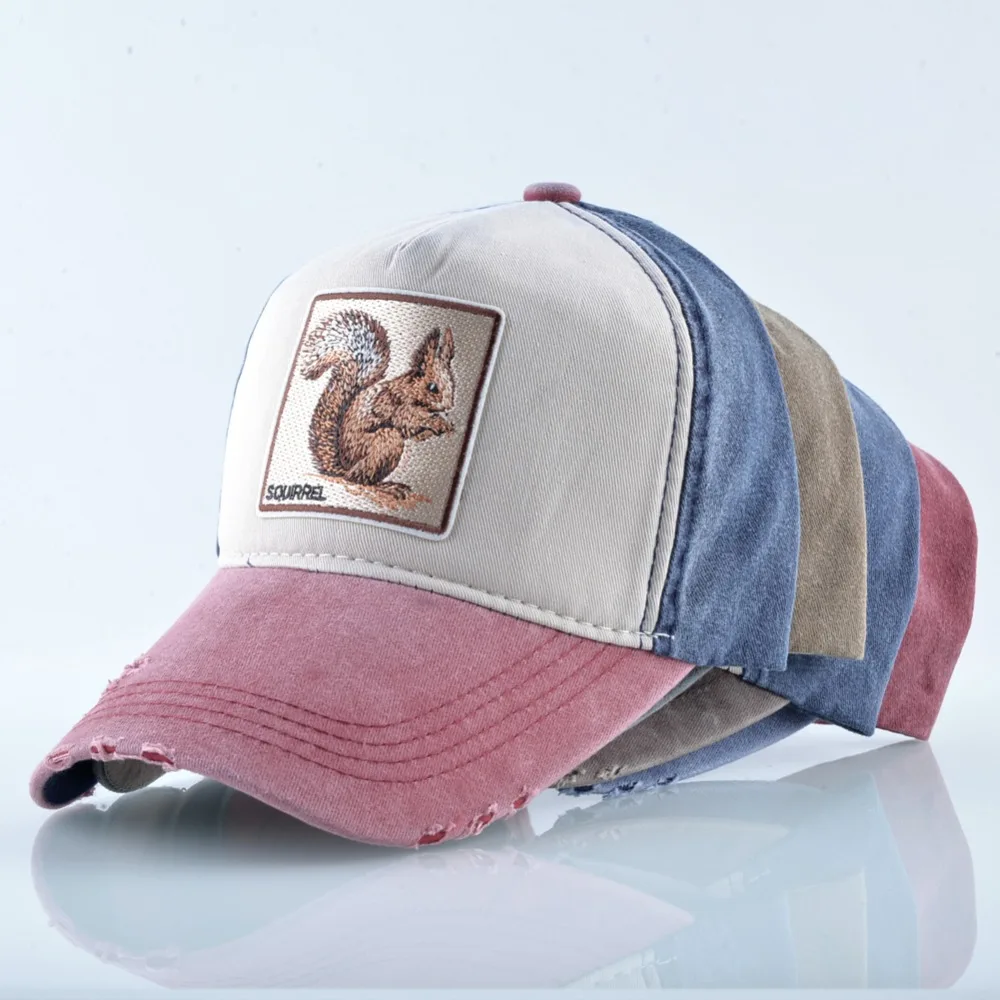 Snapback Hats For Men squirrel Embroidery Baseball Cap Women Spring Summer Breathable Cotton Dad Hat Fashion Hip Hop Bones