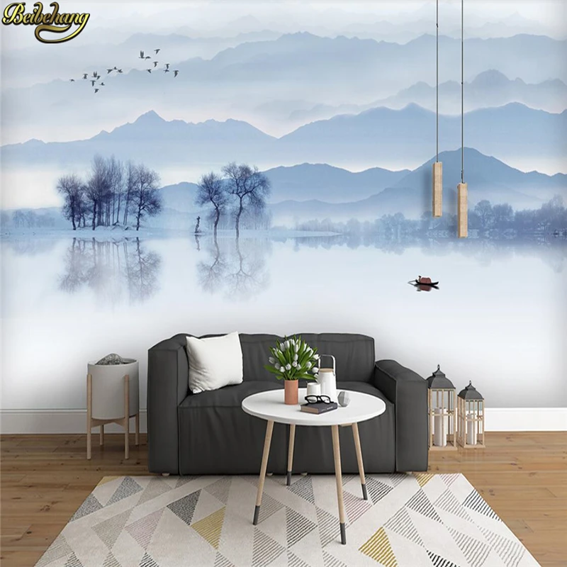 beibehang custom photo mural Ink landscape Misty Wallpaper TV background Home Improvement 3d Wall papers for walls living room