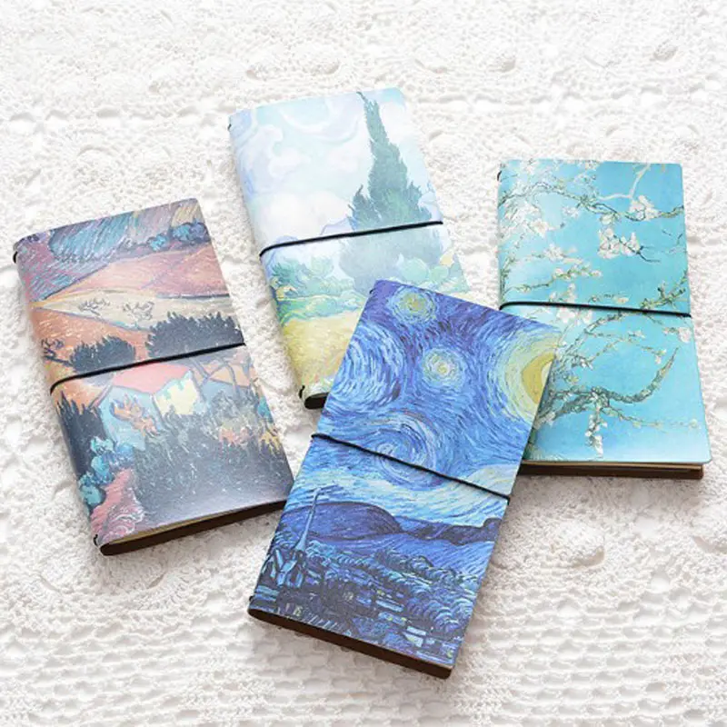 Famous Van Goah Painting PU Leather Cover Planner Notebook Diary Book Exercise Composition Binding Note Notepad Gift Stationery