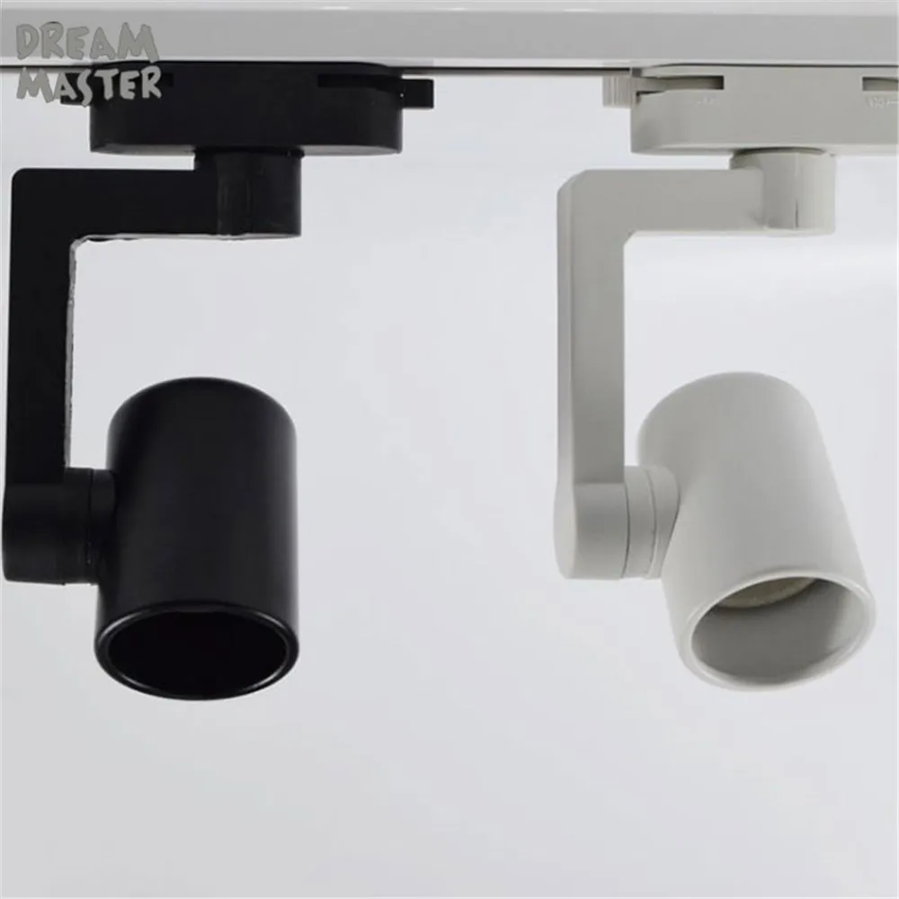 Black white minimalist E27 Track Light Holder Universal Connector Direction Adjustable Rail Lamp Mall Exhibition Office lighting