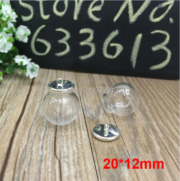 

SALE Free ship!!! 50sets/lot 20*12mm(opening) glass globe &base set DIY glass bubble glass vial pendant glass bottle