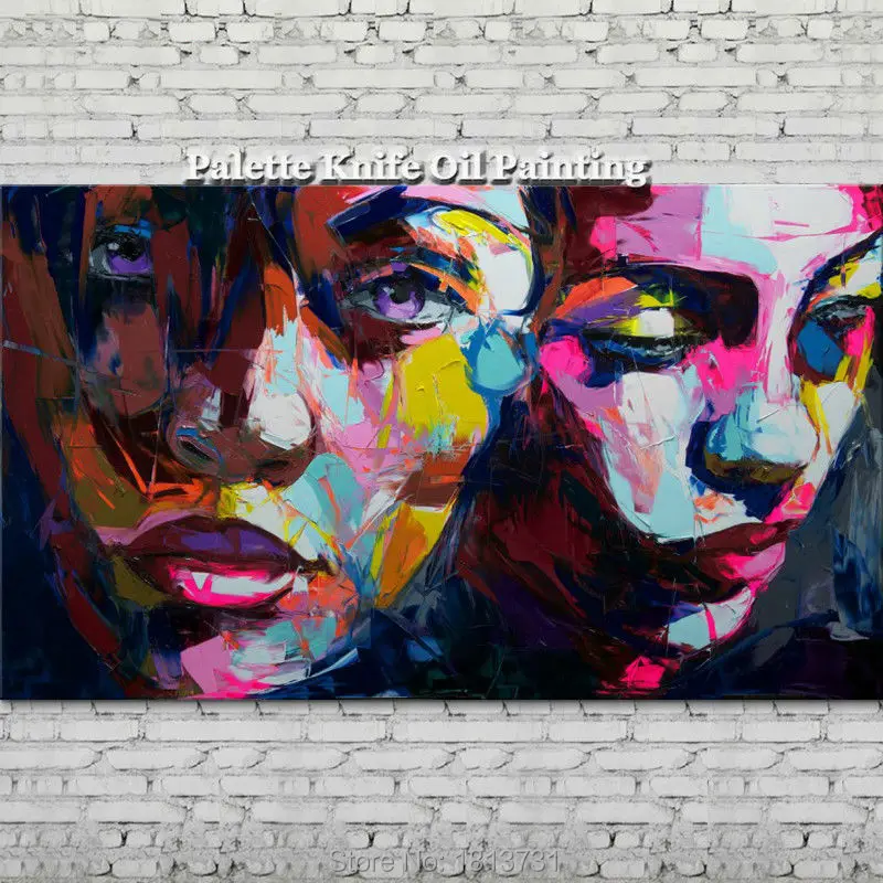 

Hand painted Francoise Nielly Palette knife portrait Face Oil painting Character figure canva wall Art picture 13-13