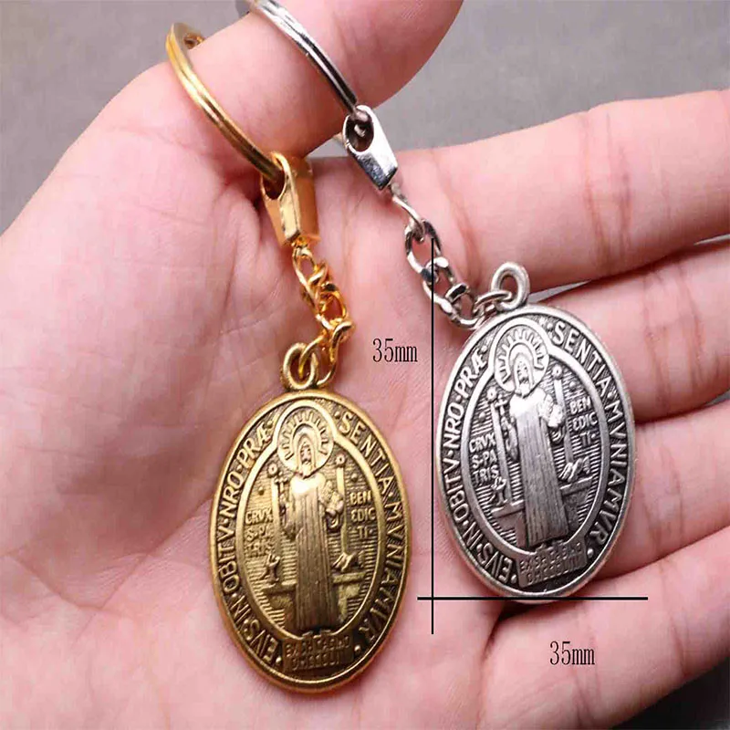 Religious Classic Benedict Cross Keychain Orb Keychain Jewelry Jesus Key Chain Medal Holder Fashion Jewelry Gift