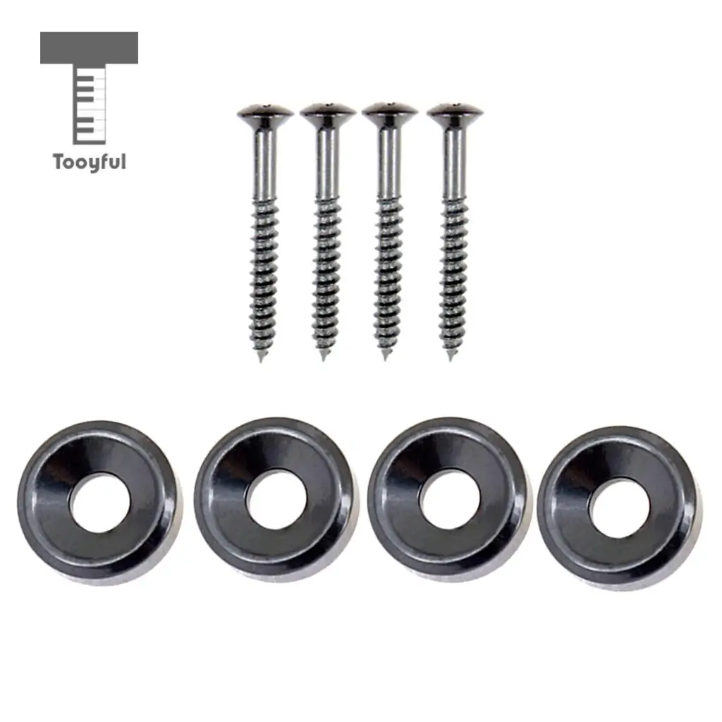 Tooyful 4Pcs Guitar Body Neck Fixed Mounting Screw Ferrules for Electric Bass Guitar