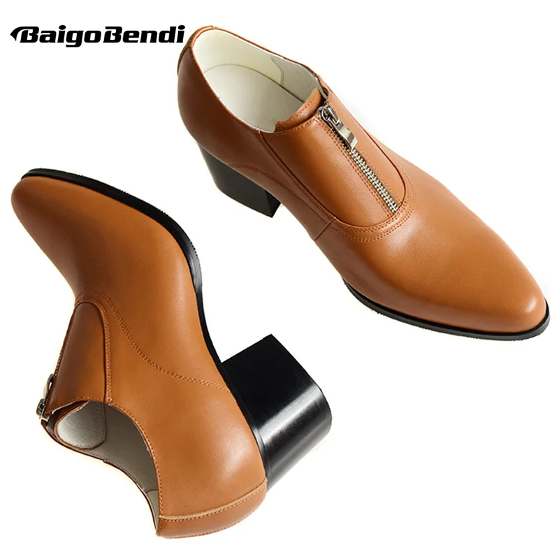 

Recommend !! Men's Zip High Heeled Heighten Wedding Shoes Businessman Pointed Toe Formal Dress Trendy Oxfords Party