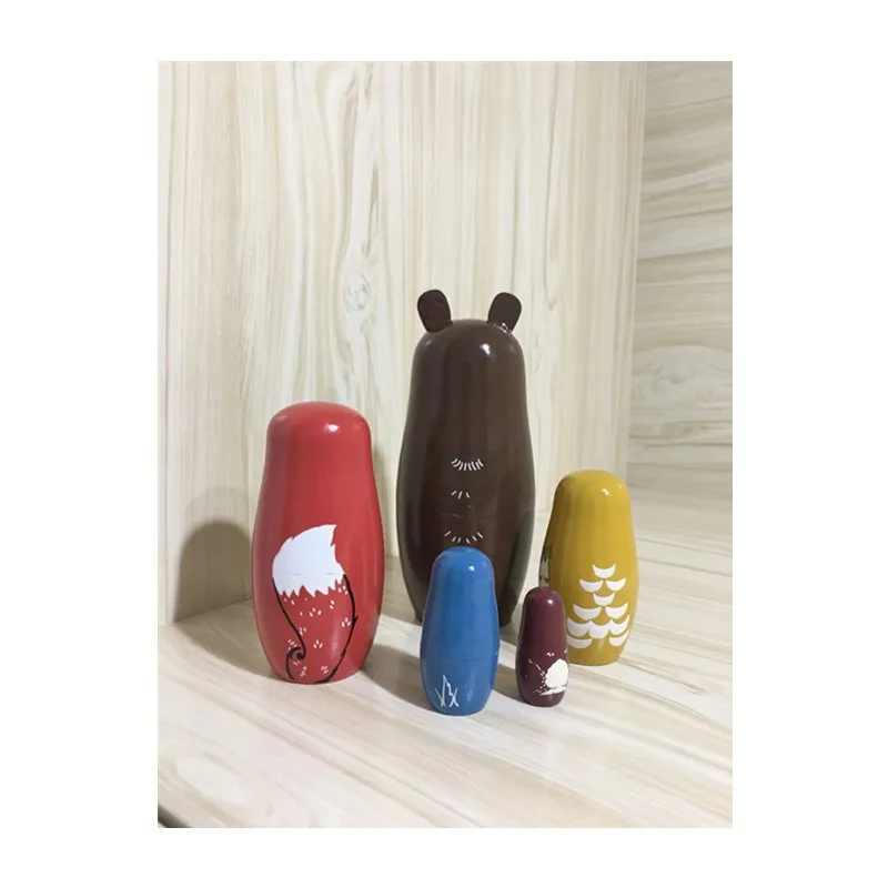 5 pcs หมีรัสเซีย Matryoshka ตุ๊กตา Handmade Basswood ตุ๊กตาชุดตุ๊กตา Matryoshka ของเล่นของเล่นตกแต่งบ้าน