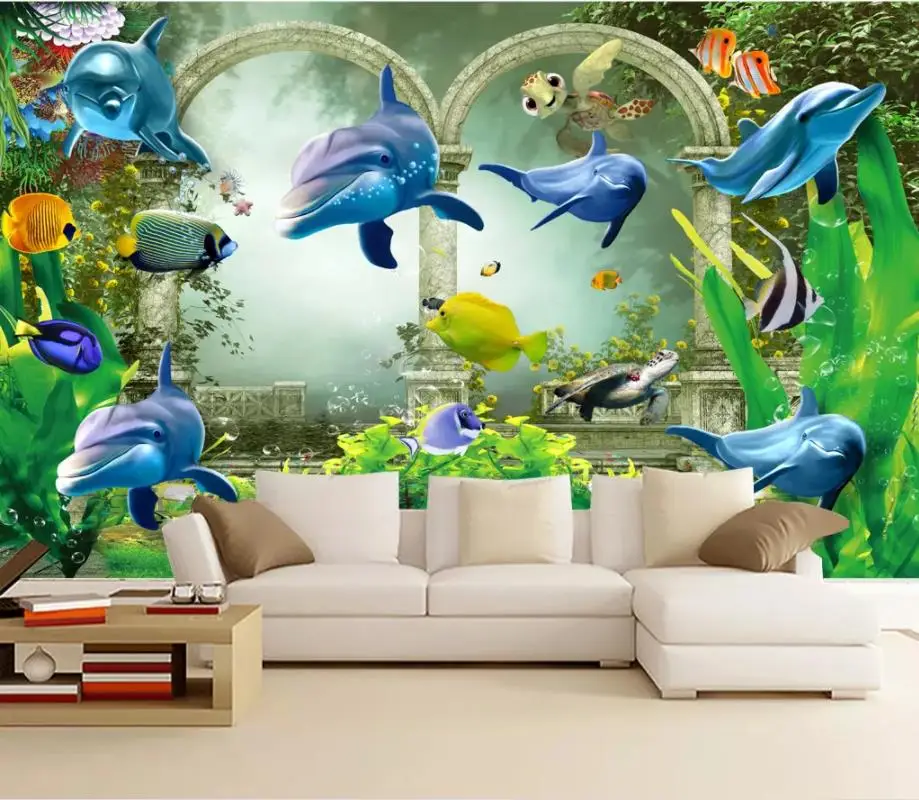 

home decor Custom High-end wallpaper dolphin Living room bedroom 3d wallpaper for Background wall