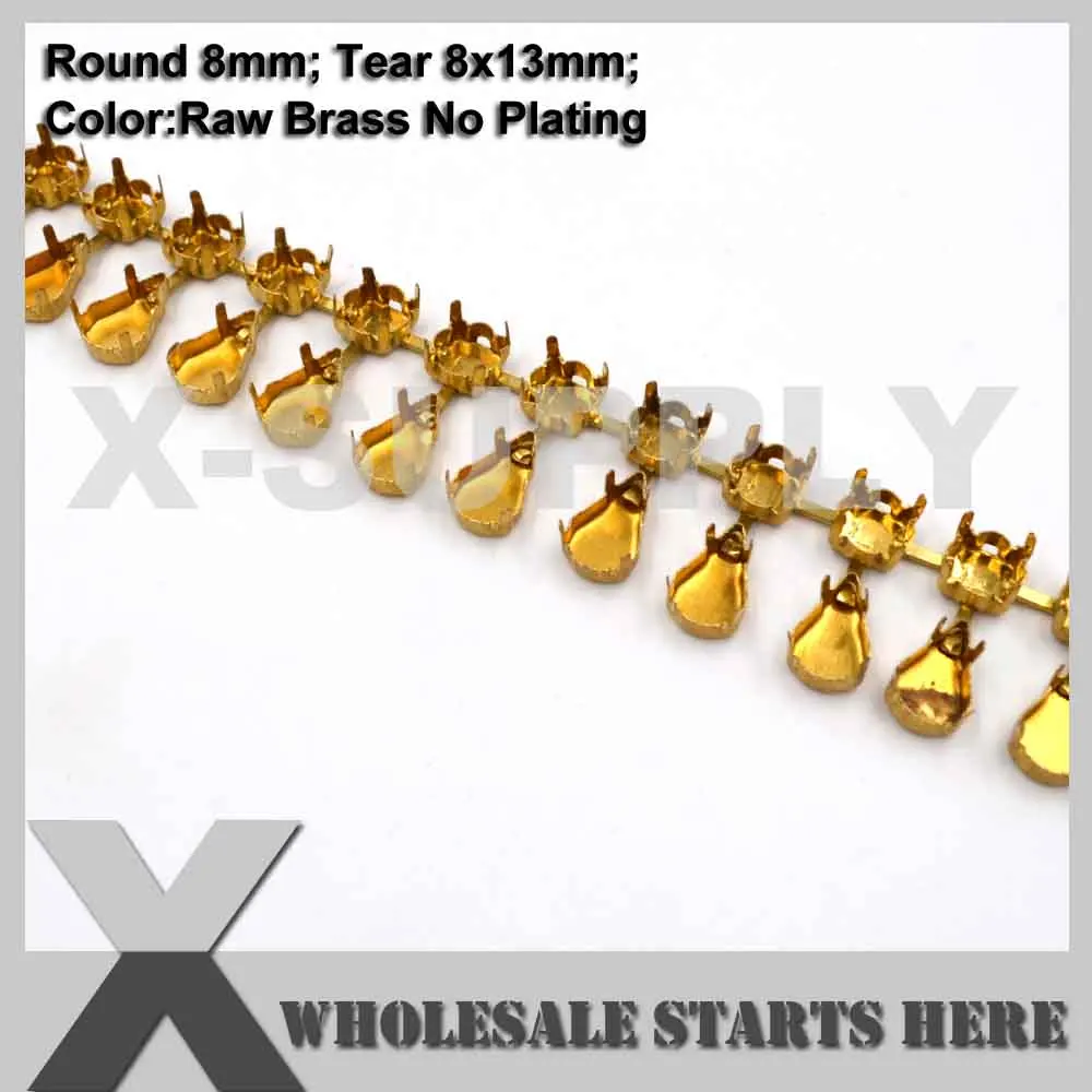 8mm Round&Tear Drop Fringle Hollow EMPTY Cup Chain without Crystals for Shoe/Jewelry/Apparel/Pet Decorations