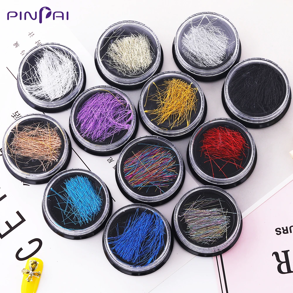 12 Kleuren Metal Nail Art Glitter Lijn Diy Manicure Multicolor Mermaid Zijden Draad Nail Art Decoratie Accessoires