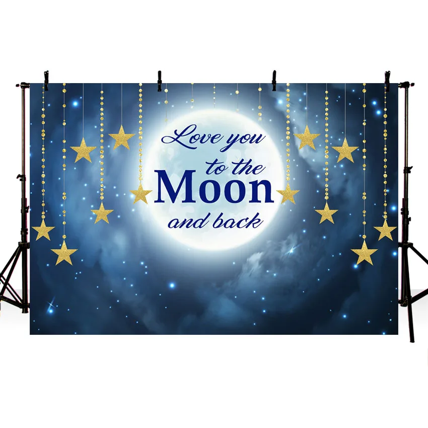 Love You To The Moon and Back Baby Shower Photography Backdrop Twinkle Twinkle Little Star Birthday Party Decoration Background