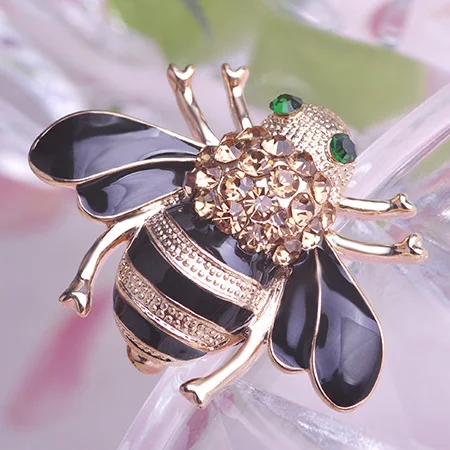 Very Cute Enamel Bee Broaches Fashion Women's Gold Broches Bouquet Colares Bijuterias Best Wedding Brooches Relogio crystal Pins