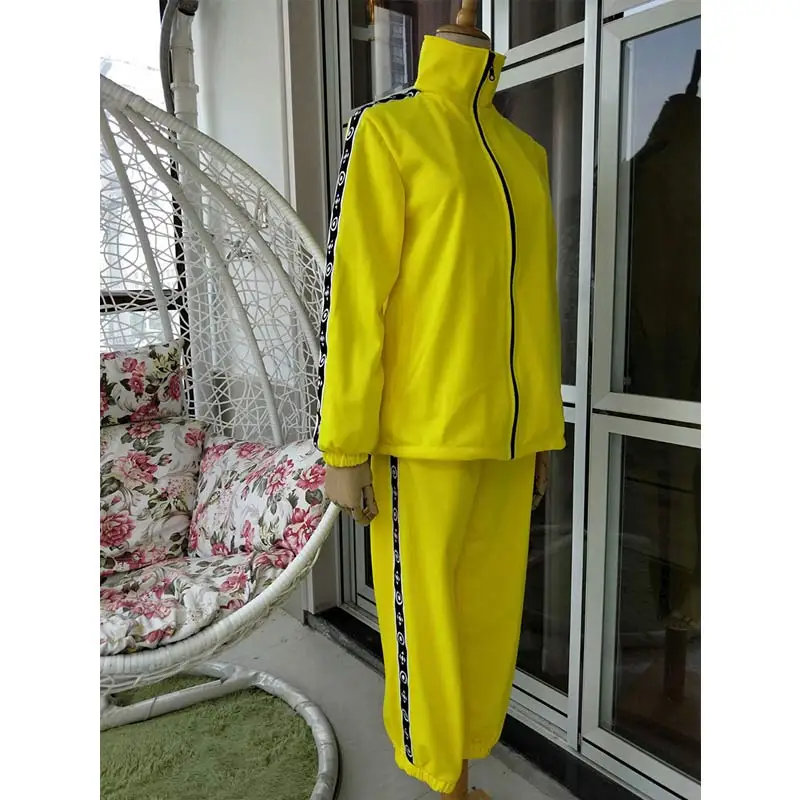 PUBG Game Playerunknown\'s Battlegrounds Cosplay Costume Small Yellow Chicken Eat Yellow Clothes Group Sports Top + Pants Suit