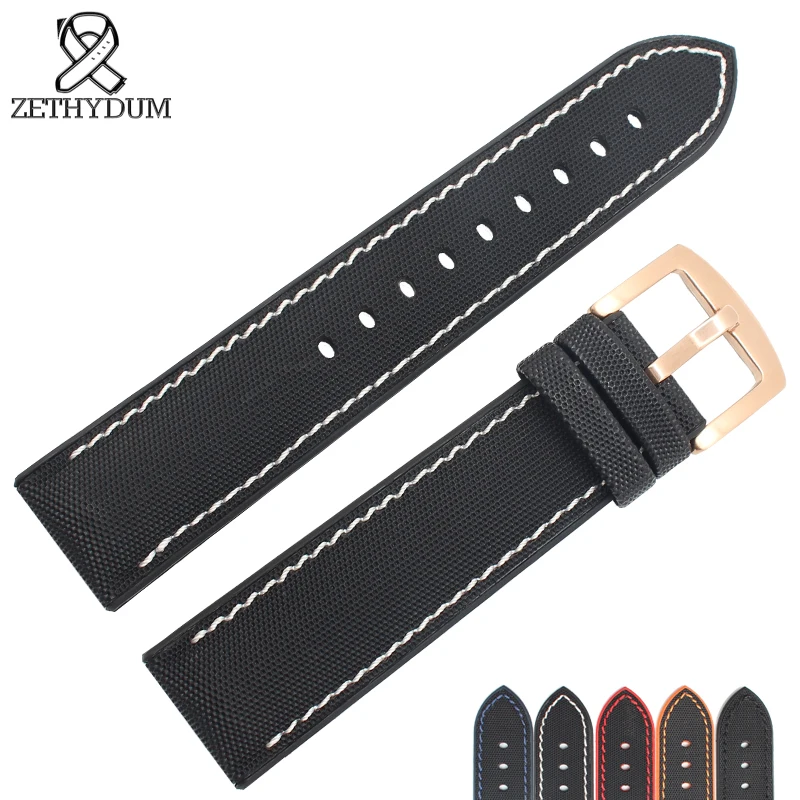 perlon watch strap 18mm 20mm 22mm 24mm waterproof silicone bottom watchband nylon watch band stitched belt