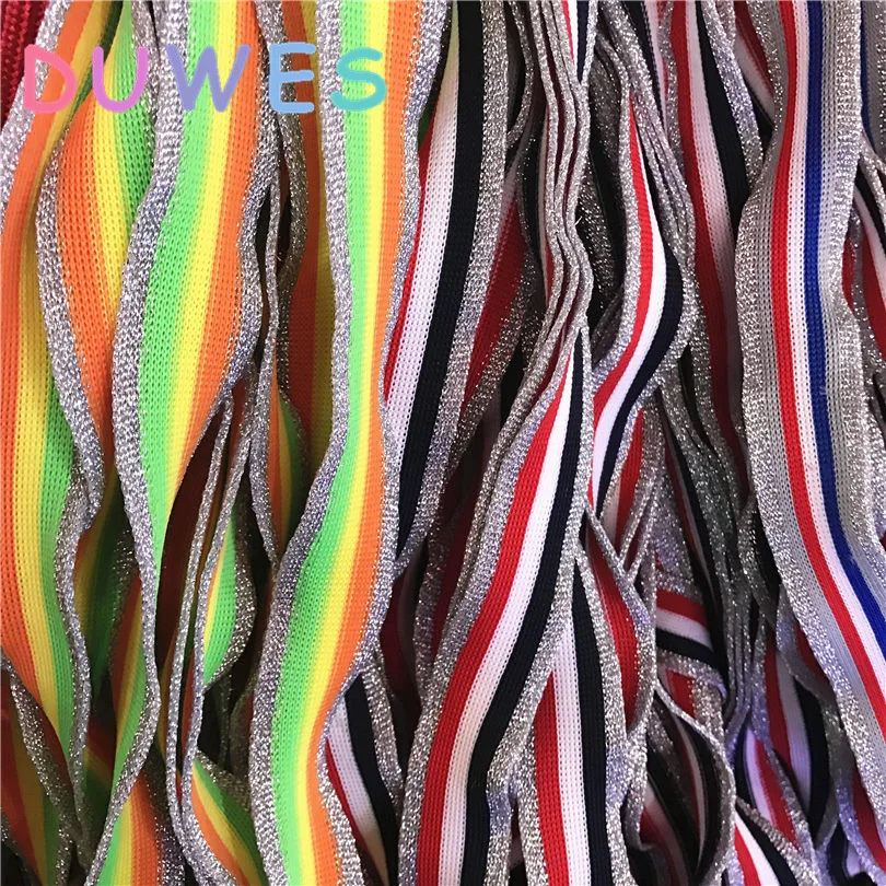 DUWES 1'' 6 colors option colorful shiny edge sport soft knitting ribbon clothes garment Sewing accessories 25mm D798