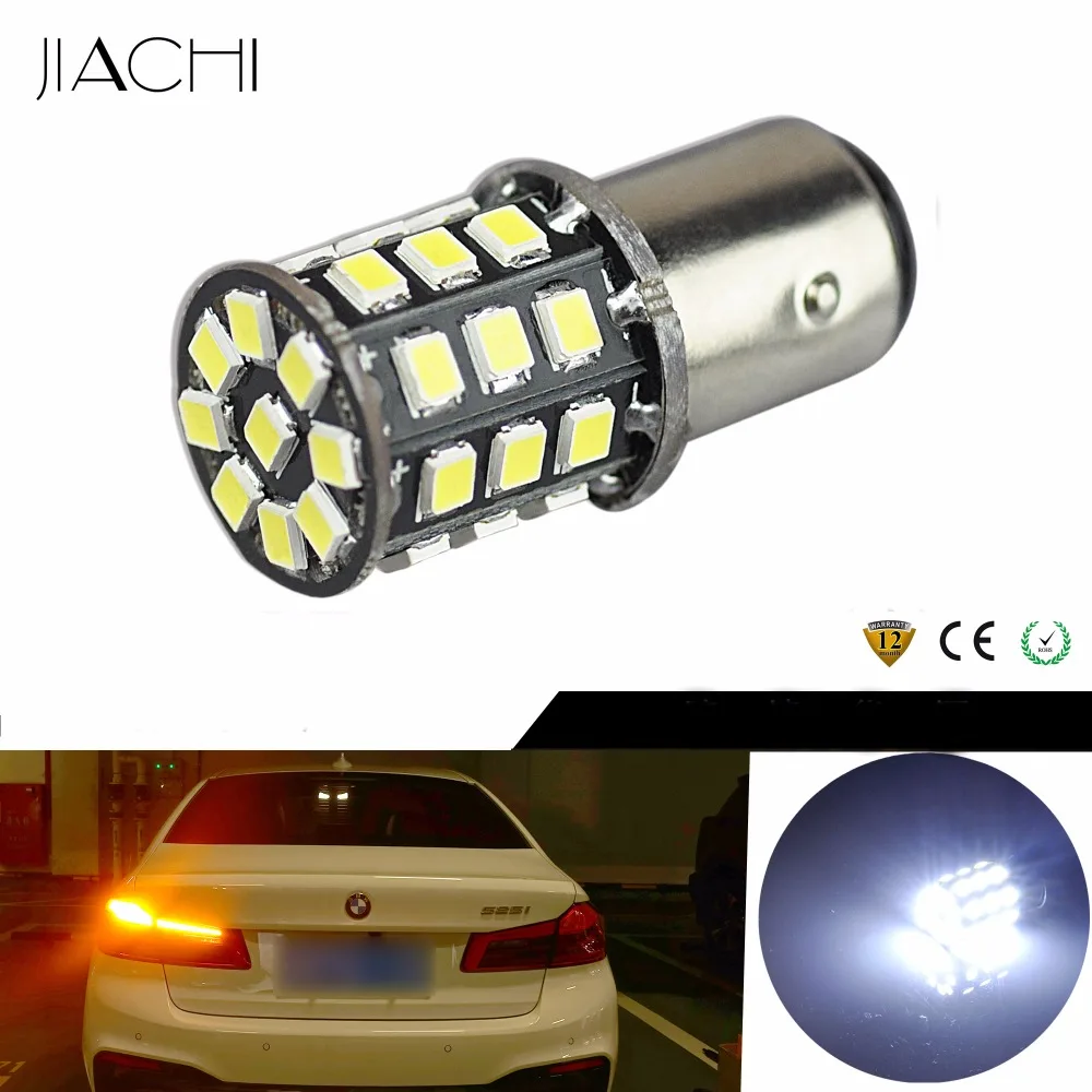 JIACHI 100PCS Automobile Accessories 1156 Car Led Bulbs Light BA15S P21W White Yellow Red Highlight 33SMD 800LM Turn Signal Lamp