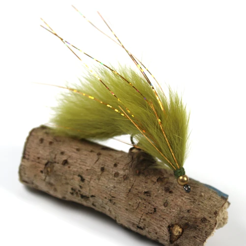 Imagen 2 del producto Bimoo 6PCS 6 # Serpentinas de pesca con mosca Zonker con cabeza de cuentas de cobre y oliva