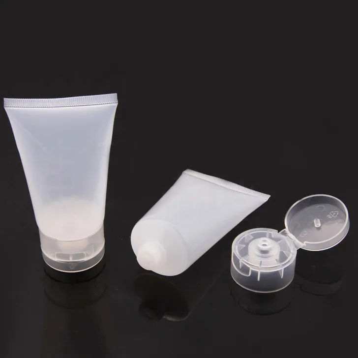 

50pcs 50ml Refillable Make Up Bottles Sub Bottleempty Soft Squeezable Hand Cream Facial Cleanser PP Tube With Flip Flop Top