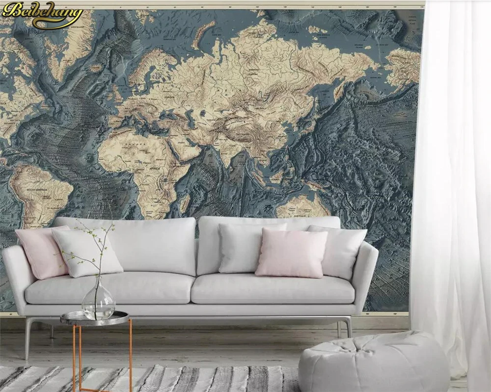 beibehang Custom photo wallpaper mural hand drawn retro vintage world map TV background wall papers home decor papel de parede