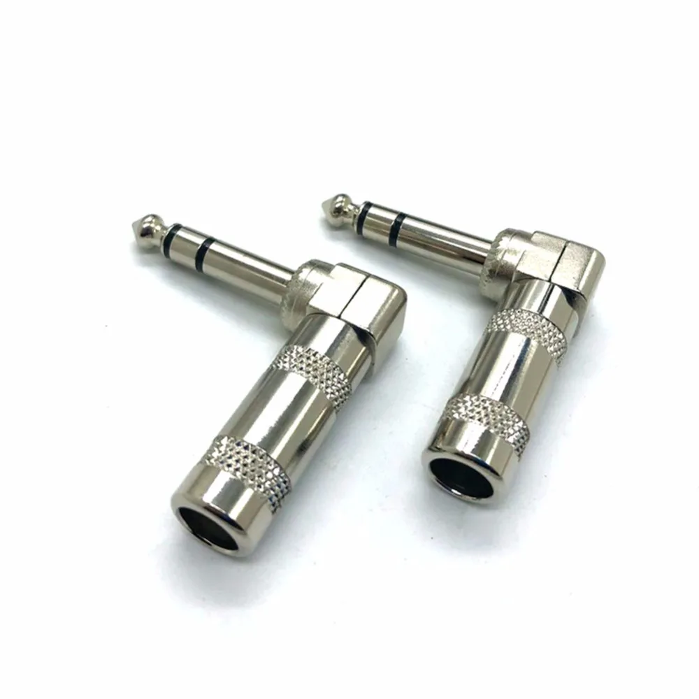 จัดส่งฟรีHaldane 4ชิ้น/ล็อต6.35มม.1/4นิ้วTRSสเตอริโอ3ขั้วแจ็คมุมขวา90เสียบปลั๊กไมโครโฟนaudio Connector