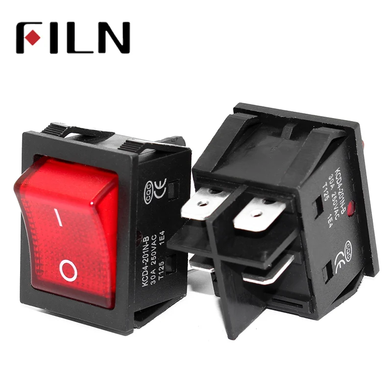 on off 30A/250V 16A/250V heavy duty 4 pin t85 rocker switch with light 12V 24V 110V 220V 380V