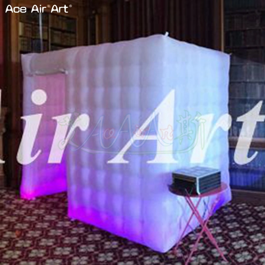 Best Quality Reusable LED Party Cabinet Inflatable Photo Booth Enclosure Canopy Tent with Spotlights and Interior Blower