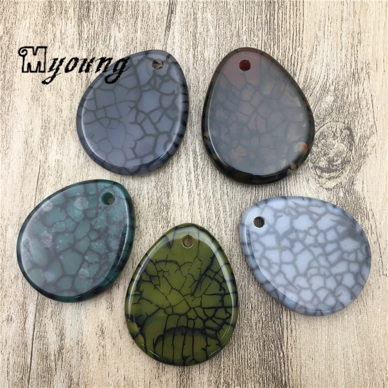 Water Drop Shape Dragon Veins Agates Quartz Slice Pendants,Quartz Druzy Charms For DIY Jewelry Making MY1916