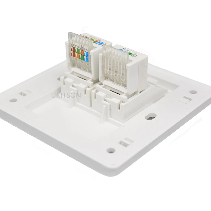 Glossy Panel Phone RJ11 With CAT5E RJ45 Wall Socket Outlet 86x86mm For Internet Telephone Plug