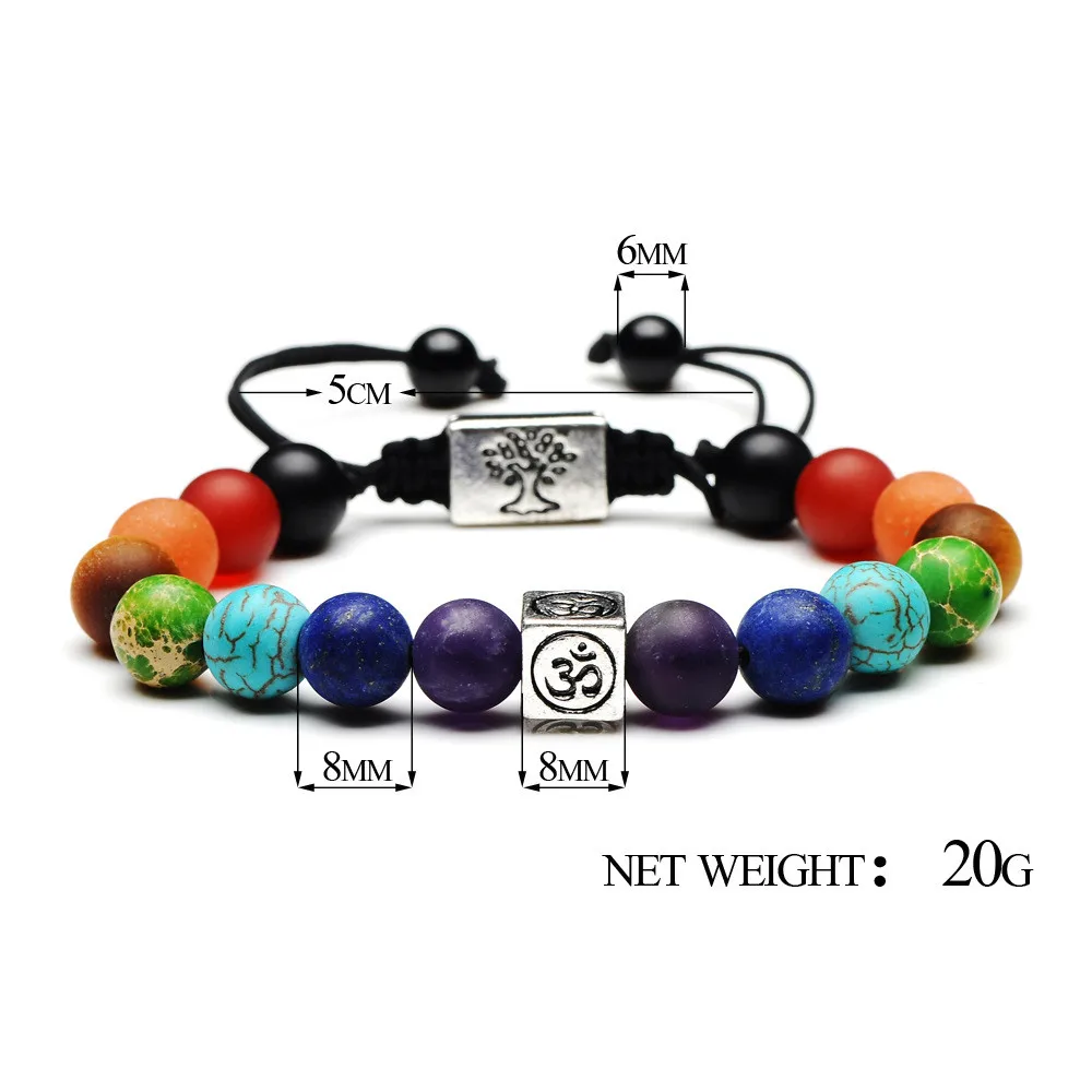 DIEZI Christmas Gift 7 Chakra Tree Of Life Charm Bracelets Multicolor Beads Stones Weave Rope Bracelet Women Men Yoga Bracelets