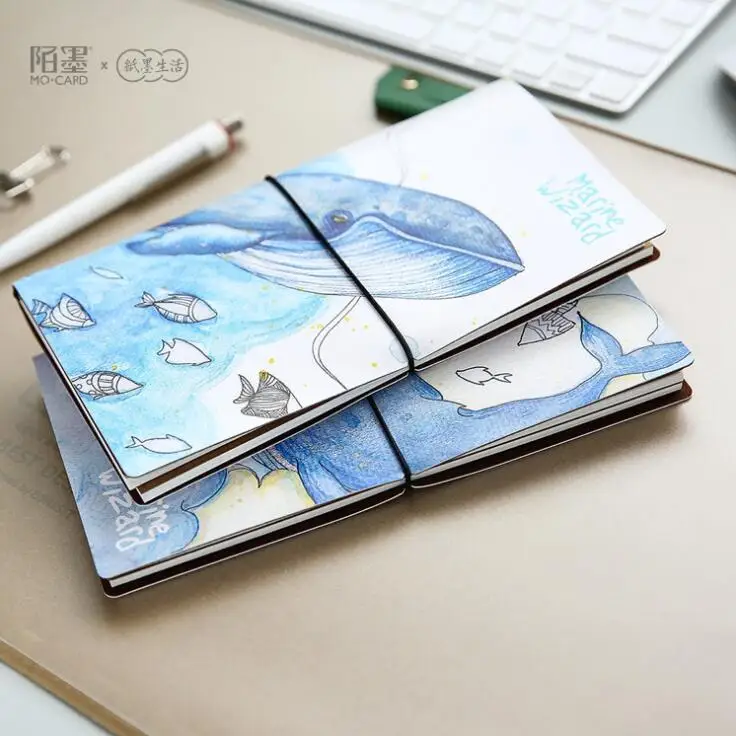 Island Whale PU Leather School Notebook Japanese TN Travelers Diary Handbook