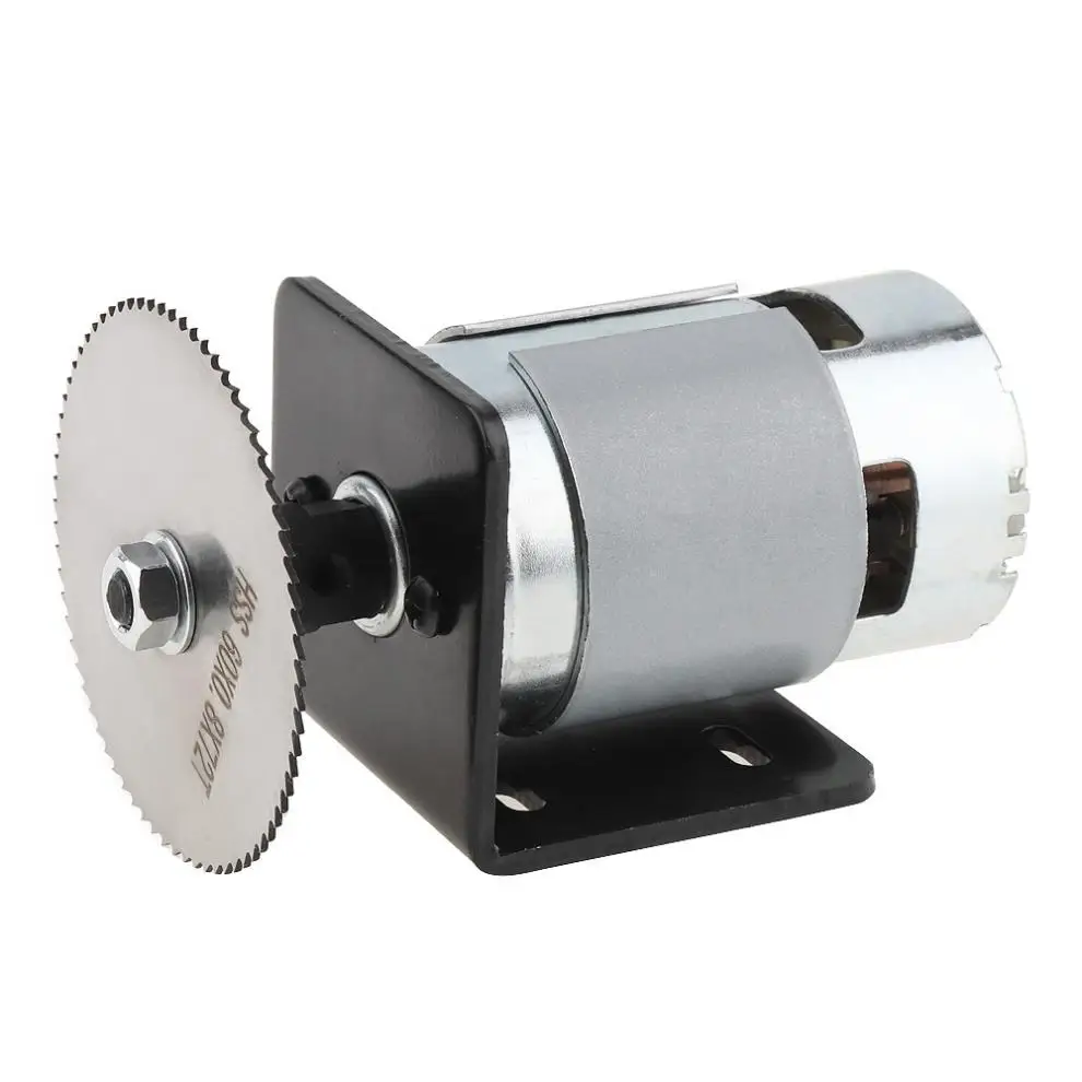 Kit de sierra de mesa con Motor, soporte de montaje de rodamiento de bolas y hoja de sierra de 60mm para cortar/pulir/grabar, 24V, 20000RPM, 775