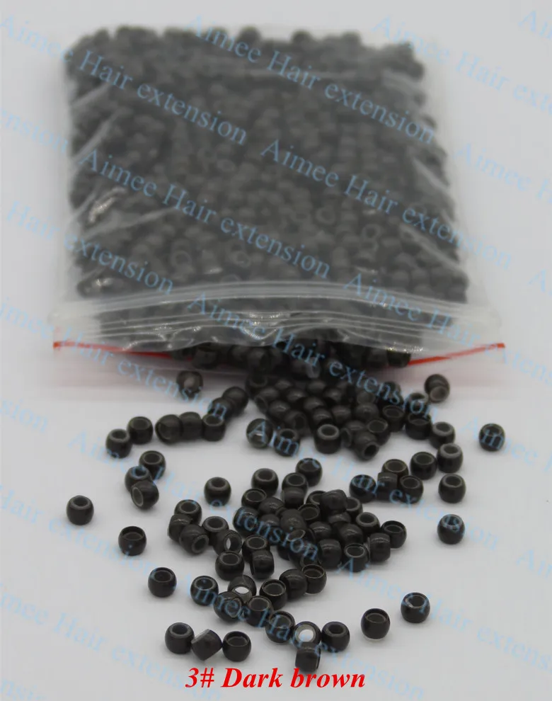 

1000pcs/lot 3# Dark brown silicone Nano ring for Hair Extensions micro rings 3.0mm nano beads Smallest silicone Nano rings links