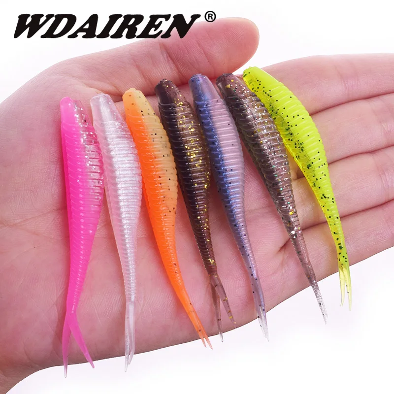 10Pcs/lot Rubber Worm soft bait Shad Wobblers 70mm 1.8g Fishing Lure Swimbait Fishing Tackle Artificial Silicone Bass Carp Lures