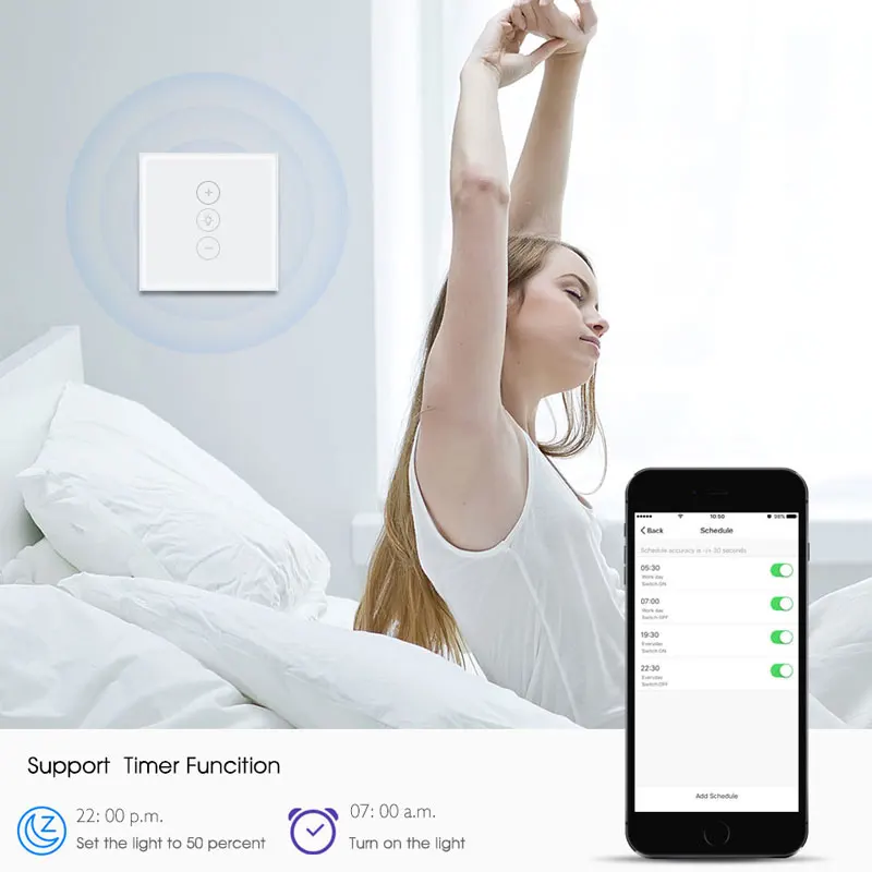 Wifi Smart Wall Touch Light Dimmer Switch 400W 1 Gang EU/UK Standard APP Remote Control Works with Amazon Alexa and Google Home