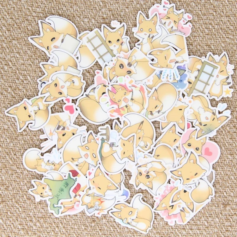 40pcs Self-made Cute Fox Animal Scrapbooking Stickers Decorative Sticker DIY Craft Photo Albums Decals Diary Decor