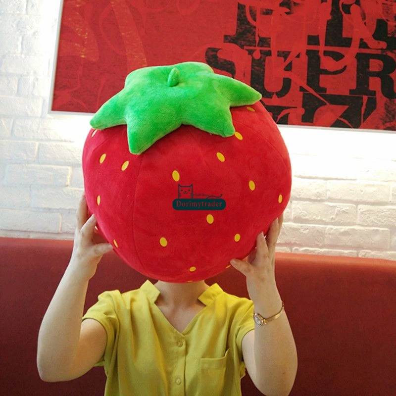 Dorimytrader Big Red Strawberry Plush Pillow 40cm Stuffed Fruit Toy Kid Doll Sofa Decoration Girl Present Free Shipping DY61245