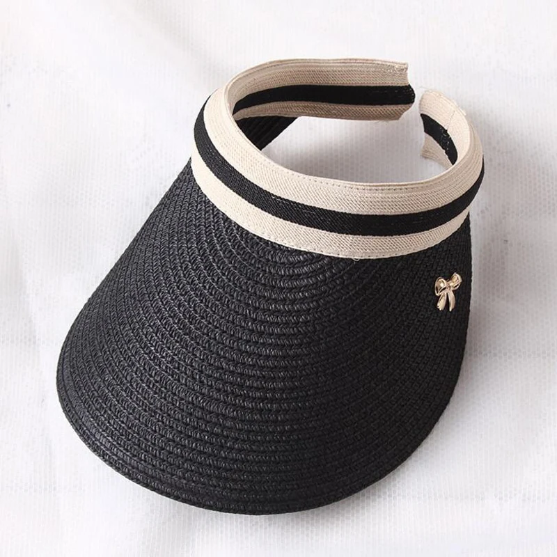 Chapeaux de soleil pour femmes, casquettes à visière en paille faites à la main, chapeau d\'été parent-enfant, chapeau de plage africain, nouveau