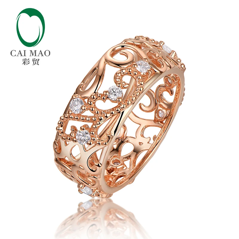 

CaiMao 14K Rose Gold Natural Brilliant Cut 0.43ct Diamond Engagement Wedding Band for Women