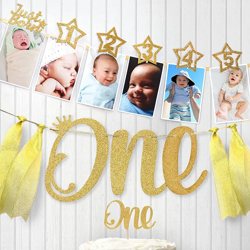 Star Photo Holder Wall Photo Frame 1st Birthday party decorations kids Baby Shower One Years Birthday DIY Decorations Banners